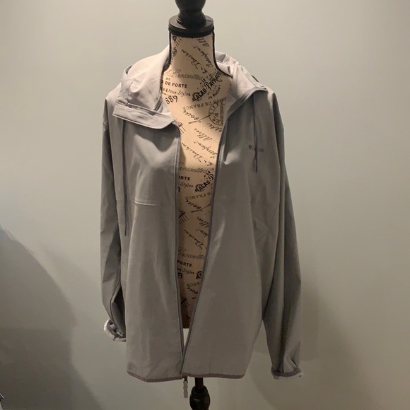 Columbia hooded woman’s rain coat.